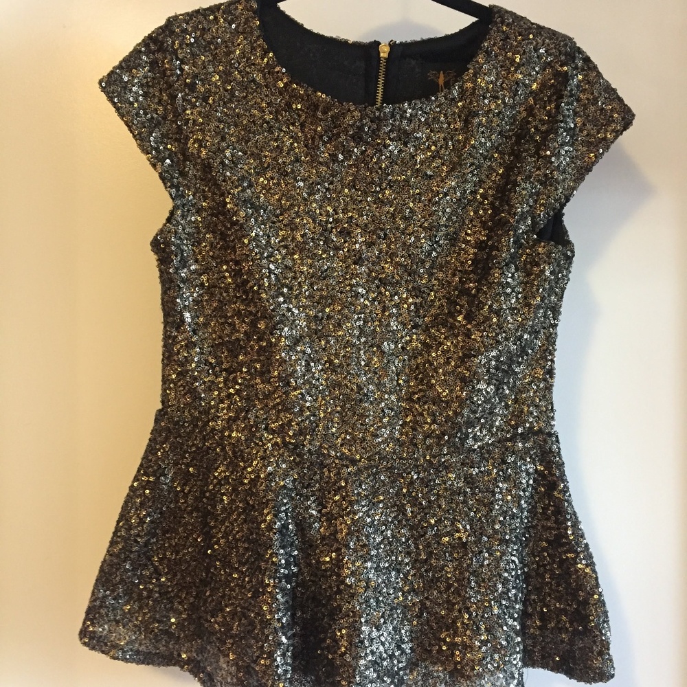 Gold Sequin Peplum Top
